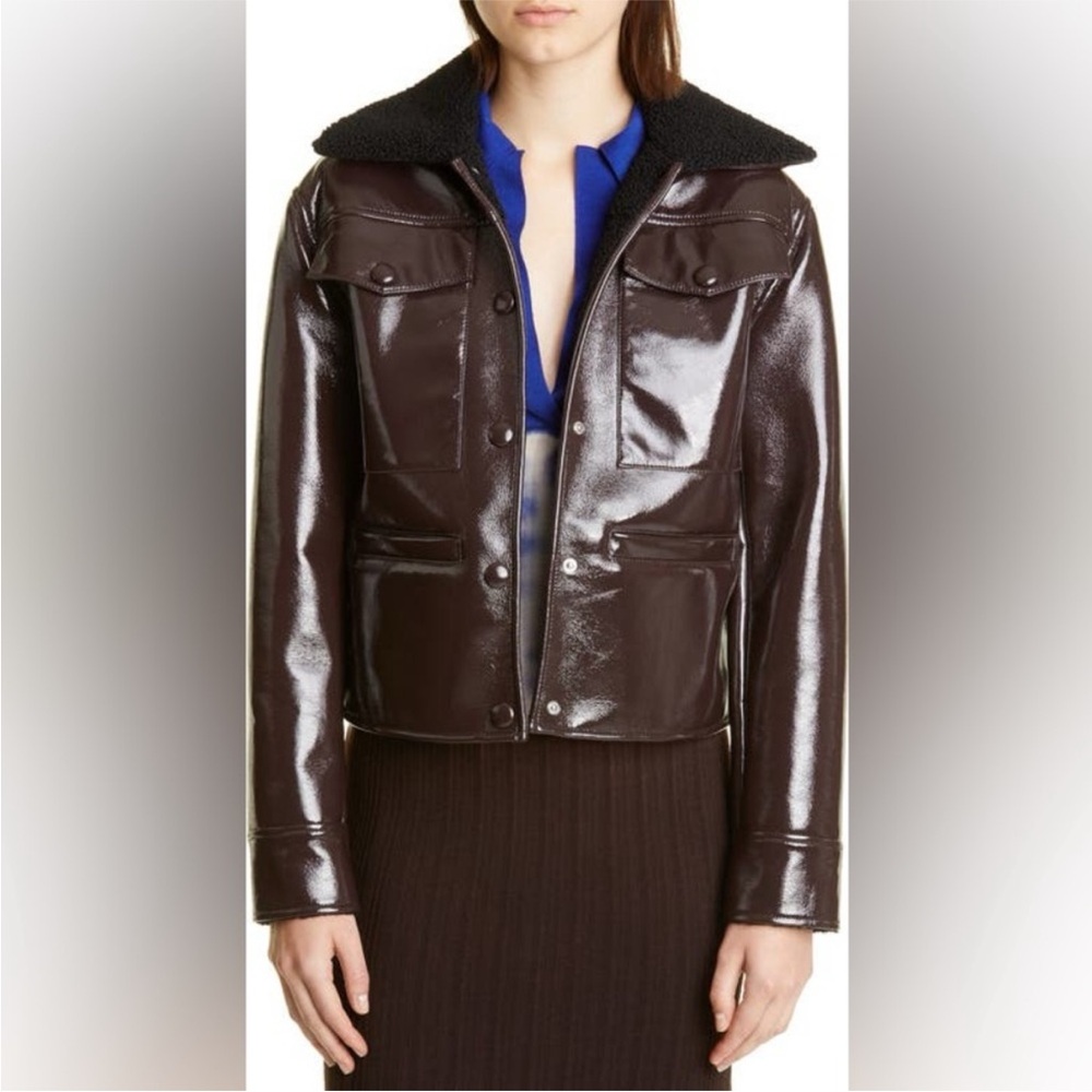 PROENZA SCHOULER WHITE LABEL Faux Shearling-Trimmed Faux Coated-Leather
Jacket
